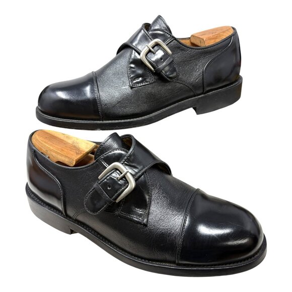 Bert Pulitzer Collectors Edn Black Leather Monk strap Cap-Toe Dress Shoes - Picture 10 of 10